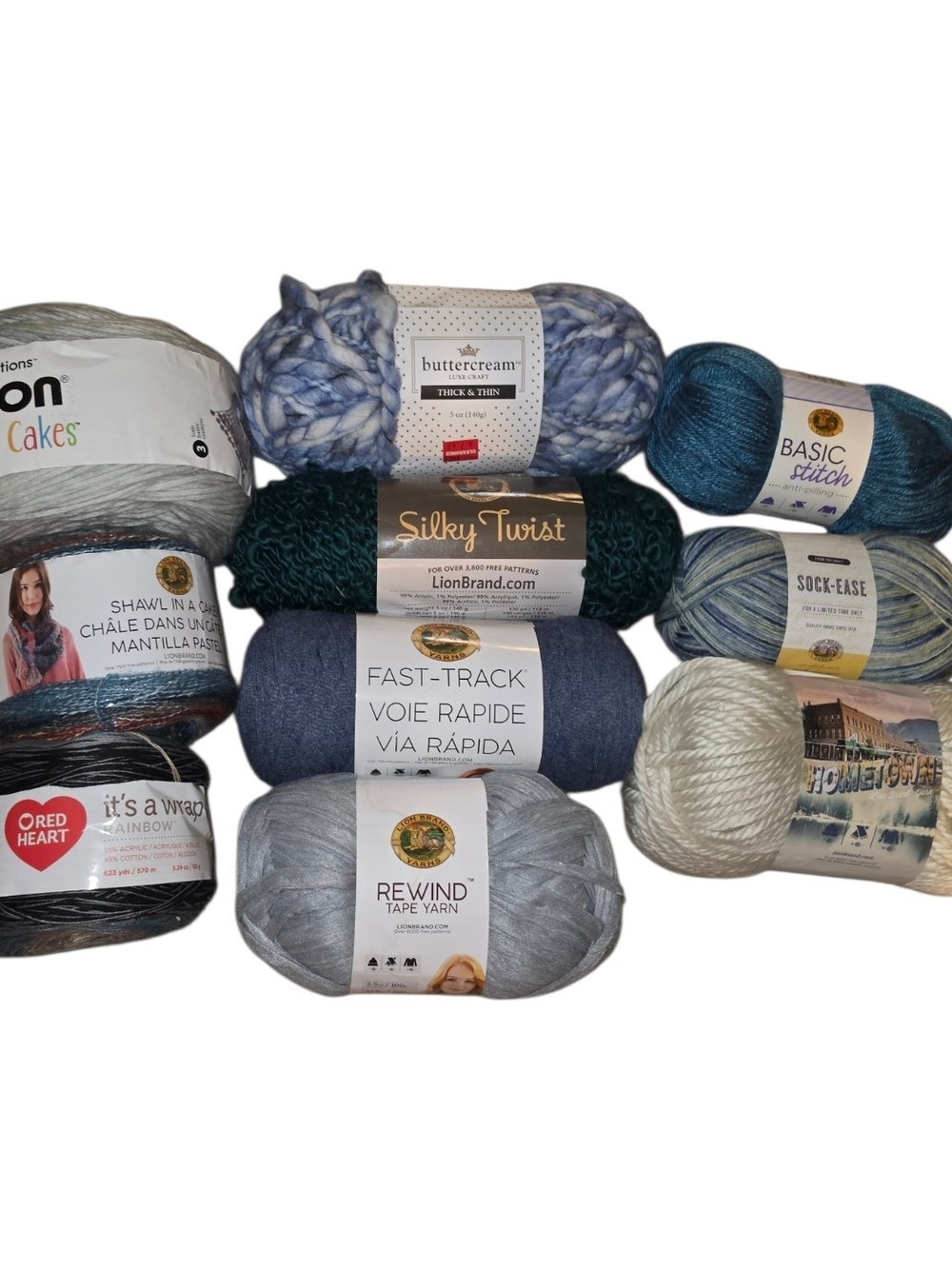 Mixed Yarn Lot 10 Skeins Lion Brand Caron Red Heart Buttercream Sock-Ease